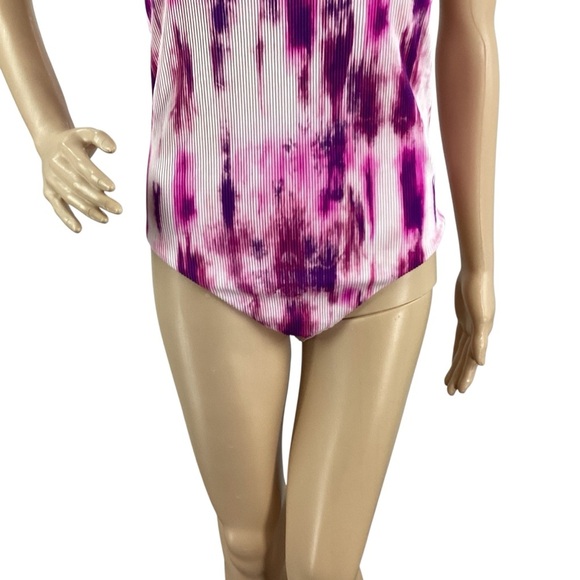 PQ Swim Spell Avery One Piece Swimsuit Pink Tie Dye Ribbed M - Picture 3 of 7